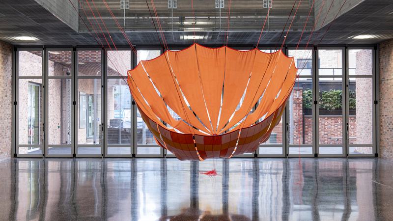 'Dare Mighty Things'. 2001-2022. 6m x 6m. Merinio wool, paracords, ballast. Installation