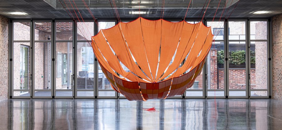 'Dare Mighty Things'. 2001-2022. 6m x 6m. Merinio wool, paracords, ballast. Installation