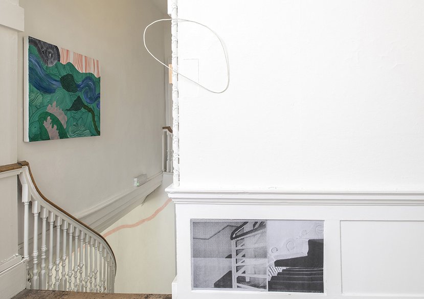 Vernacular, Ferguson (painting, photomontage, and 3D line by Della Gooden), 2024