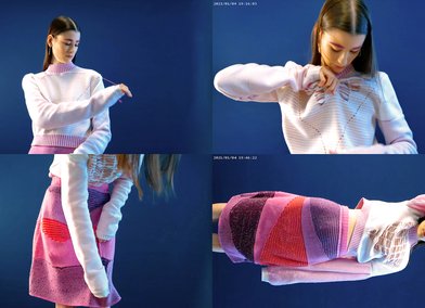 Video frames from Knit-a-morphosis video