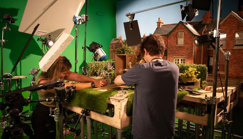Behind the scenes of a Wallace & Gromit production at Aardman studios. Courtesy of Aardman.