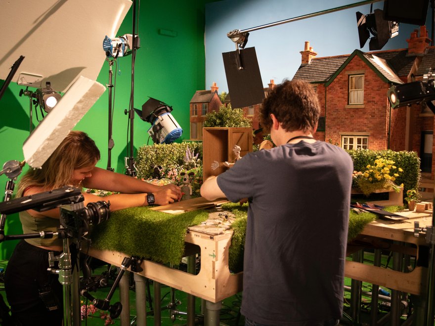 Behind the scenes of a Wallace & Gromit production at Aardman studios. Courtesy of Aardman.