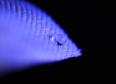 A water droplet on AMPHITEX, AMPHIBIO LTD