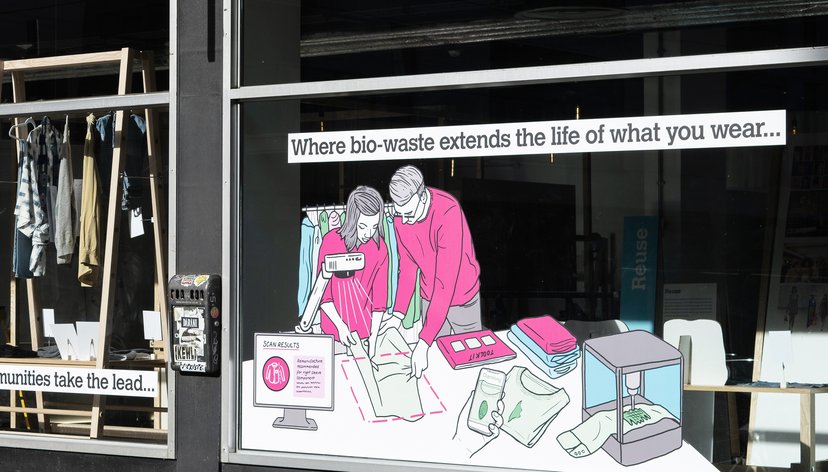 Regenerative Fashion Hub at Rich Mix, London, 2024. Photo credit: Chris Lee