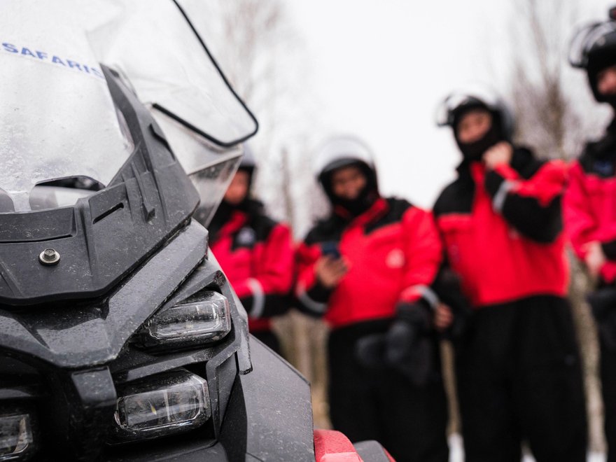 a ski mobile in a snowy location