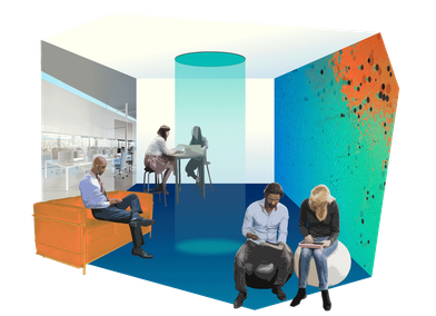 Concept visualisation for a cold light shower and dynamic screens, Juliette Poggi