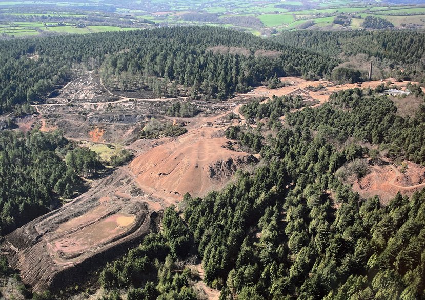 Arial photograph of the Great Consols Mine tailings dumps