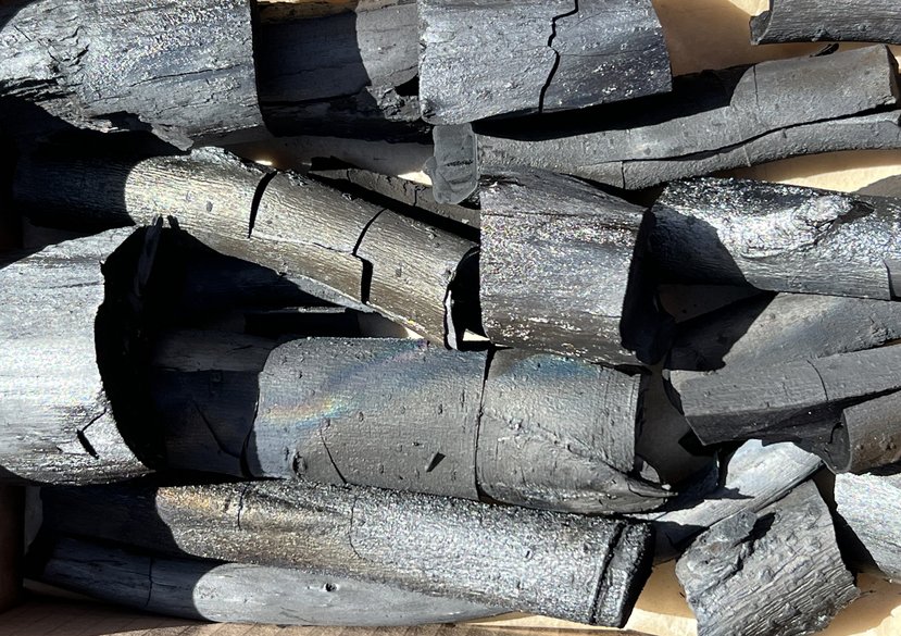 Charcoal from test firing