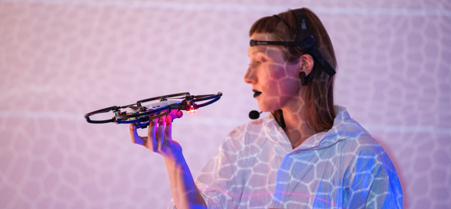 Anna Nazo [artist]. Devia, 2019 performance as part of ArtFutura 2019, Iklectik Art Lab, London, 1 Dec 2019. Image credit Pau Ros. Still in Data Loam (2020).