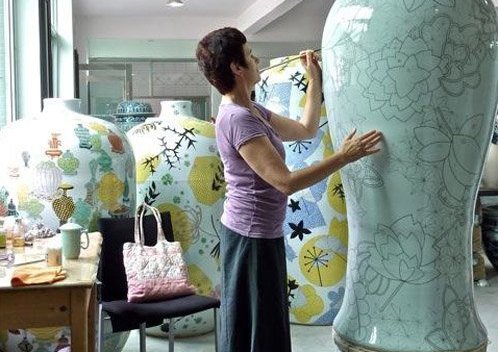 Felicity Aylieff working in her studio in China, 2013