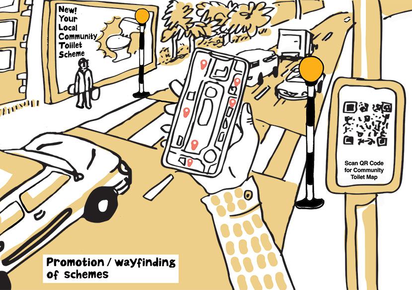 On-street promotion of Community Toilet Schemes. Ben Connors (illustrator).