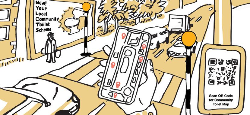 On-street promotion of Community Toilet Schemes. Ben Connors (illustrator).