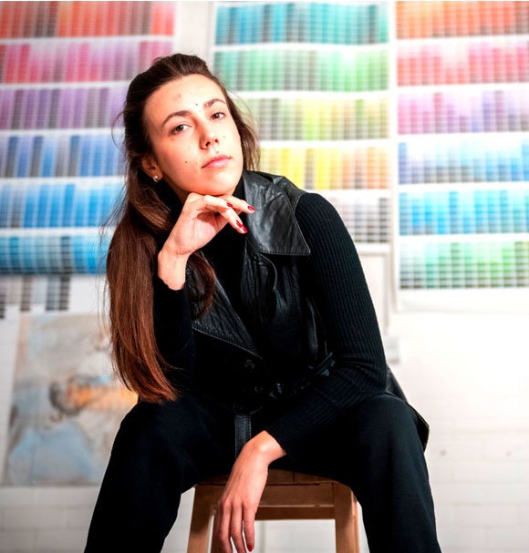 Student and Pantone background