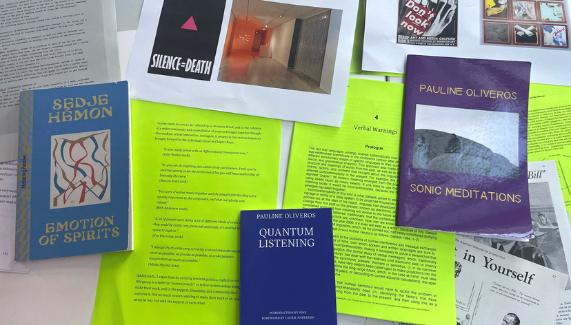 Documentation of workshop materials for ‘Break Down the Language of Breakdown: A workshop on writing instructions/scores, performing responses, and dissecting warning methods,’ photo Aura Satz, Feb 2026.
